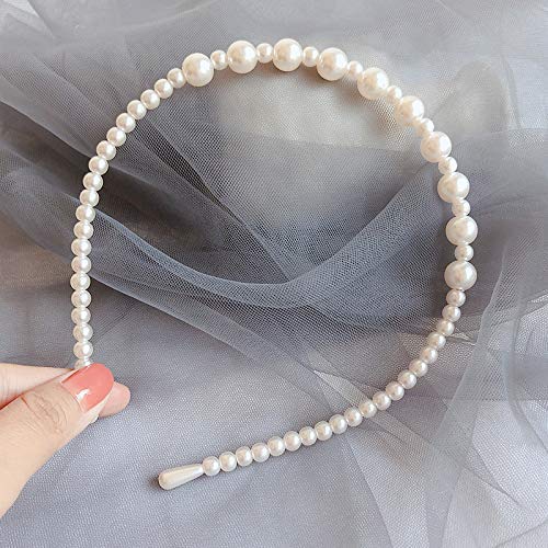 El Regalo 2 PCs Pearl Beads Decoration Plastic Hair Band Headband for Kids, Girls and Women (Pattern 3)