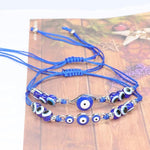 El Regalo 6PCs Cute CZ Evil Eyes Braided Bracelet Set for Women, Men, Girls, boys - Crystal Love Blue Evil Eyes Braclets