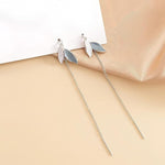 El Regalo Leaves Threader Earrings for Girls & Women- Contemporary Oil Drip Enameled Leaf Tassel Earrings