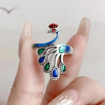 El Regalo Retro Peacock Ring- Beautiful & Colorful Peacock Finger Ring for Girls & Women (Style-3)