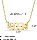 El Regalo Small Butterfly Wings Angel Number Necklace- Stainless Steel, Anti Tarnish, Angel Number Numerology Jewelry for Women & Girls (Angel Number 333)