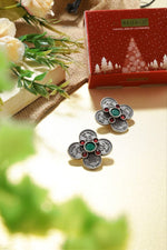 El Regalo Silver Lookalike 25 Paisa Vintage Earrings- Brass Oxidised Antique Boho Coinage Stud Earrings for Women & Girls- Antique 25 Paisa Coin Studs