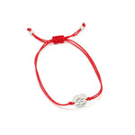 El Regalo OM Red Rakhi for Brother- Silver & Gold Plated Stainless Steel OM Bracelet Rakhi for Bhai with Roli Chawal in Rakshabandhan Box- Adjustable for Babies to Adults (Silver)