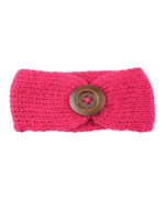 El Regalo Baby Woolen Knitting Infant Button Headbands Turban Head Wrap Knotted Hair Band for Girls & Boys (Rose Pink)