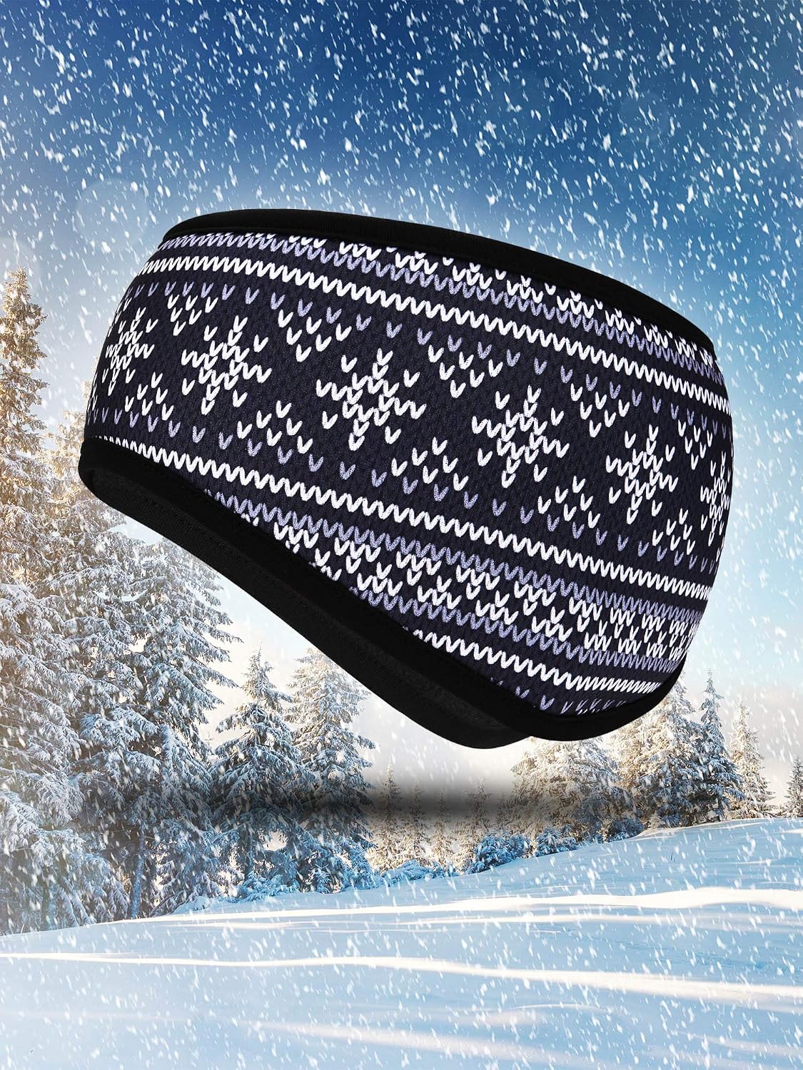 Boao 2 Pieces Ear Warmer Headbands Fleece Winter Headbands for Adult Kids Winter Supplies (Snowman Style)