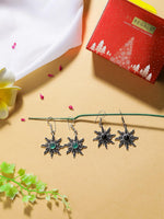 El Regalo Women's & Girl's 2 Pairs Of Contemporary Surya (Sun) Earrings With Natural Stones- Gift For Her (Option-3)