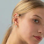El Regalo 1 Pair CZ Butterfly Cuff Earrings for Non Pierced Ears- No Piercing Zircon Butterfly Wrap Crawler Ear Cuff Earrings For Women & Girls (Gold)