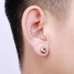 El Regalo 2 Pairs Non-Pierced CZ Magnetic Clip-On Unisex Earrings for Men/Women/Girls/Boys - Colorful CZ Fake Crystal Ear Stud Earrings (Pink & Black)