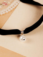 Sacina Gothic Pearl Choker, Pearl Choker Necklace, Black Velvet Choker, Halloween Christmas New Year Jewelry Gift For Women