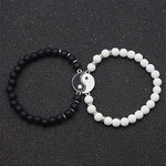 El Regalo 2 PCs Natural Stone Beads Stretchable Bracelets for Best Friends/Couples/Besties BFF Boyfriend Girlfriend