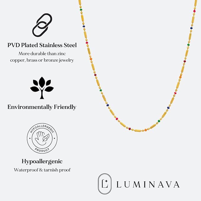 El Regalo 1 Pc Stainless Steel No Rust/Anti Tarnish Quinn Necklace In Multi- Dainty Multi Colored Stainless Steel Chain Necklace For Women