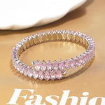 El Regalo Marquise Cut Crystals Tennis Bracelet for Women - Adjustable Bypass Wrap Bracelet, Cubic Zirconia Jewelry Gift (Pink)