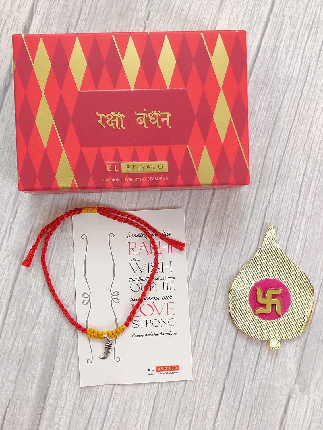 El Regalo 925 Sterling Silver OM/Trident Rakhis for Brother/Nephew/Niece - Real Silver OM Rakhi for Babies/Kids/Men (Chaku Silver Rakhi)