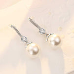 El Regalo Beautiful Rhodium Plated Tiny Pearl Drop Earring for Women and Girls (Pearl Shell Hoop)