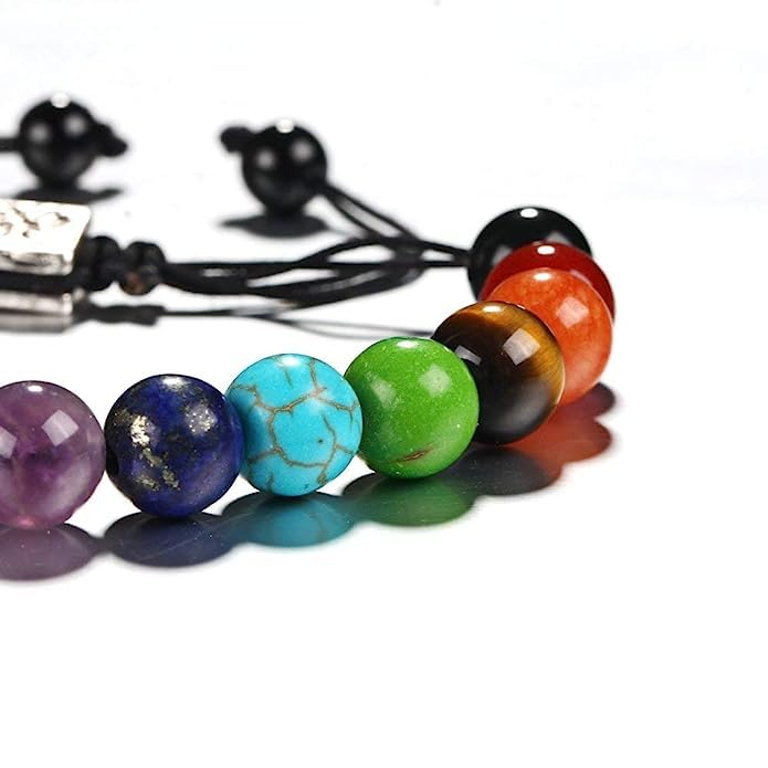 El Regalo 7 Chakra OM Bracelet Rakhi for Brother | Tree of Life & OM Charm Stone Unisex Spiritual Rakhi for Brother with Roli Chawal Shagun, Rakhi Message Card in Rakhi Gift Box (Antique Silver)