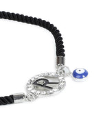 El Regalo Name Initials Evil Eye Bracelet Rakhi for Brother- Name Letter CZ Rakhi with Roli Chawal, Message Card in Rakshabandhan Box for Bhai (Black-R)