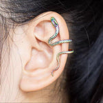 El Regalo 1PC Snake Cuff Wrap Earrings for Women & Girls- Snake Punk Retro Climber Ear Cuff - No Piercing Cartilage Ear Cuff Earrings for One Ear (Rainbow)