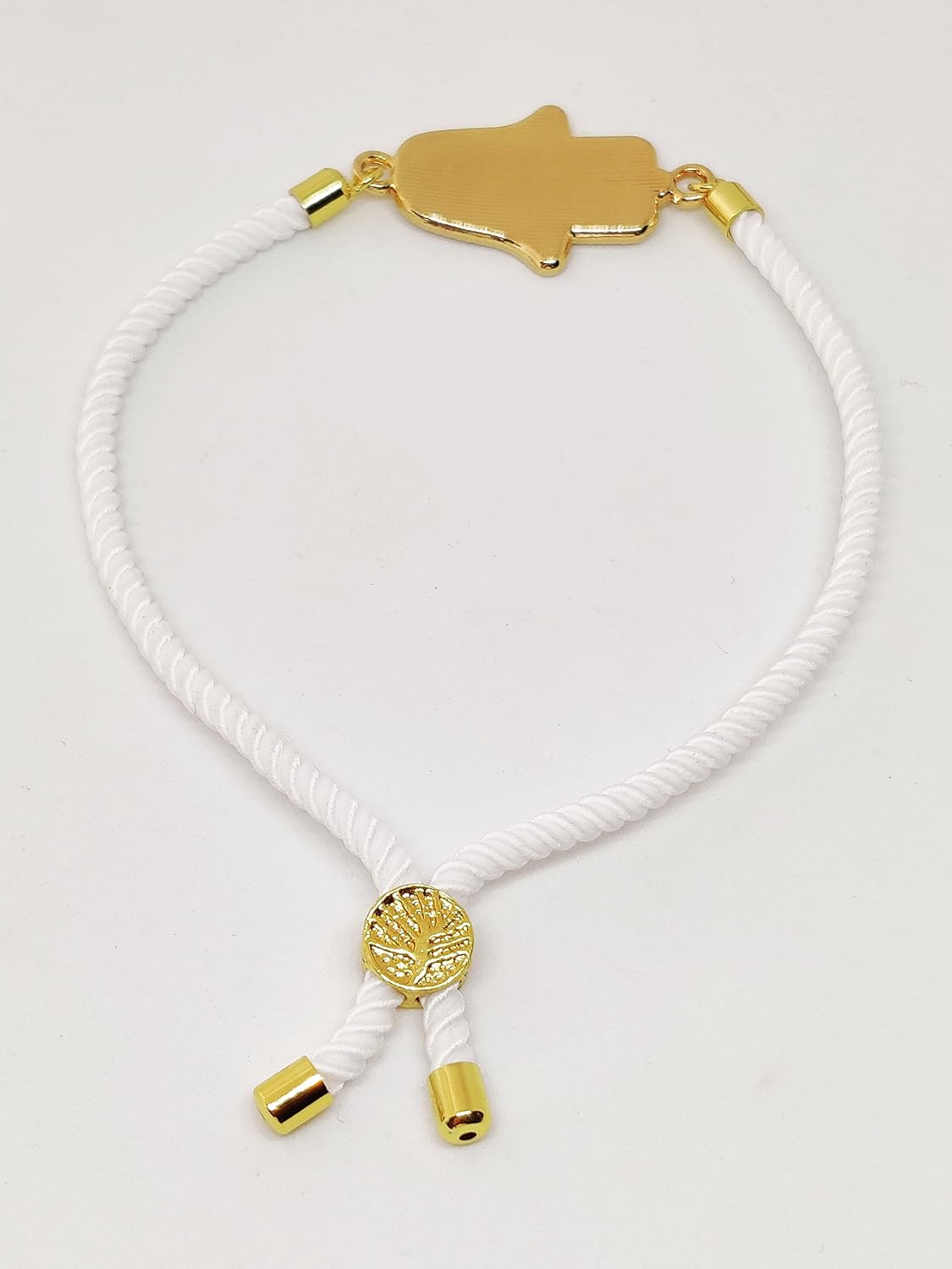 El Regalo Evil Eyes Hamsa Hand Adjustable Cord Unisex Bracelet for All- Unisex Lucky Hamsa Hand Evil Eye Bracelet for Kids/Girls/Boys/Men/Women (White Hamsa Hand)
