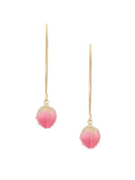 El Regalo Cute & Elegant Flower Bud Drop Long Hook Earrings- Super Elegant & Classy Gradient Color Flower Bud Earrings for Girls & Women, Contemporary Design (Glossy Pink)