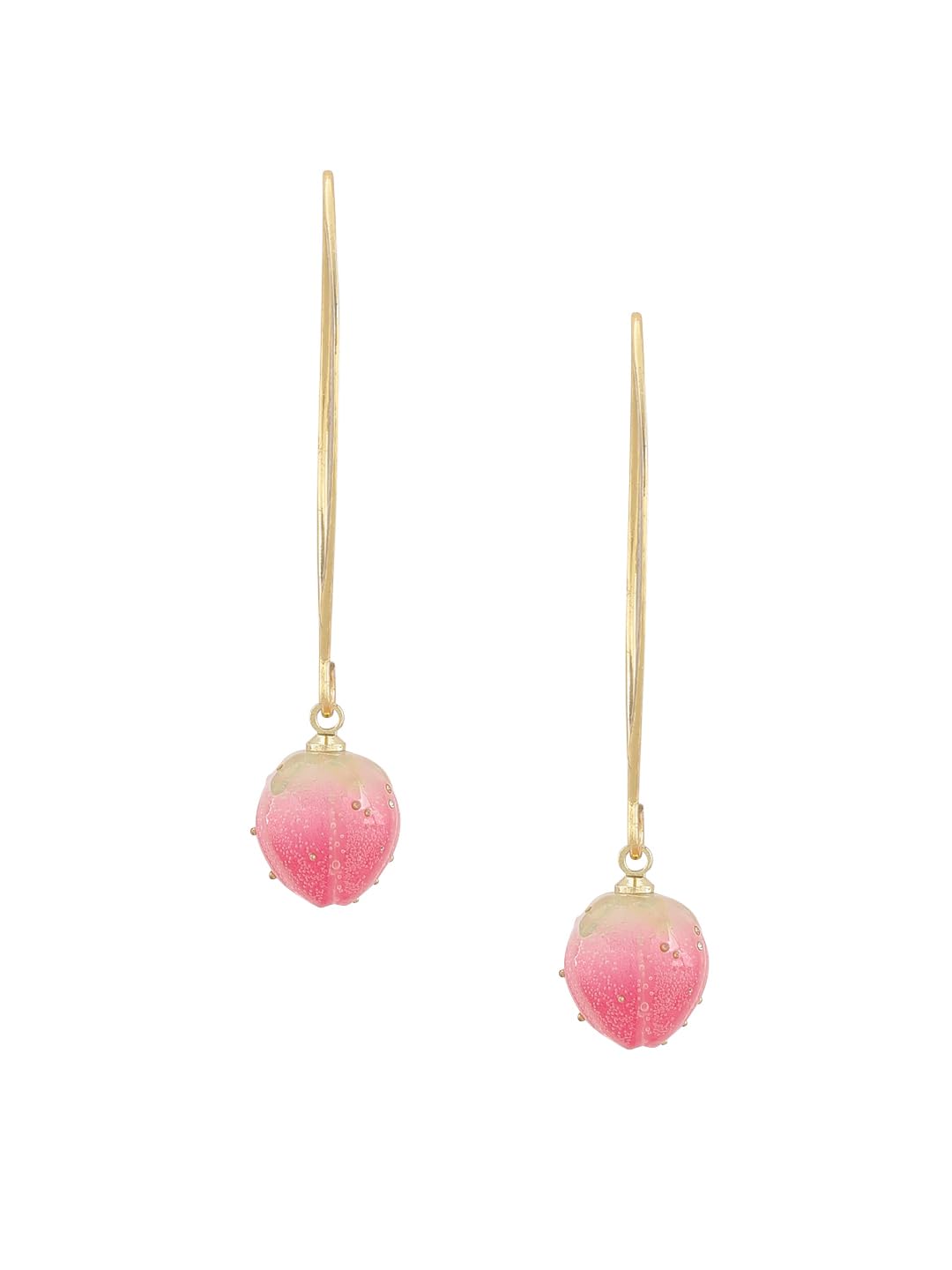 El Regalo Cute & Elegant Flower Bud Drop Long Hook Earrings- Super Elegant & Classy Gradient Color Flower Bud Earrings for Girls & Women, Contemporary Design (Glossy Pink)