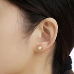 El Regalo 2 Pairs Pearl Stud Earrings for Women & Girls - Earrings Combo Set | 18K Gold Plated Anti Tarnish Stainless Steel | Hypoallergenic, Waterproof Studs Jewelry Combo (Classic & Bezel Style)