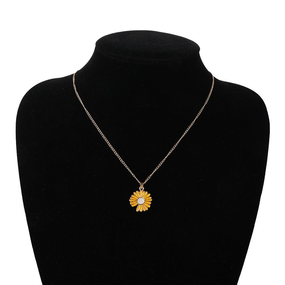 El Regalo 2 PCs White & Yellow Daisy Flower Pendant Necklace for Kids/Girls/Teens & Women- Gift for Her
