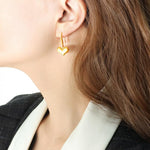 El Regalo Stainless Steel Heart Hoop Earrings- Waterproof/Anti-Tarnish Vintage Love Drop Huggie Hoop Earrings for All Day Wear (Gold-Hook)