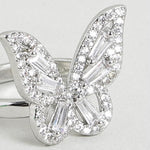 El Regalo Cubic Zirconia Butterfly Ring Sparkling Crystal Bow-Knot Knuckle Adjustable Ring for Girls & Women