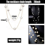 El Regalo Layered Faux Pearl Long Necklace for Women & Girls - Bohemian Chic Statement Jewelry | Simulated Pearls & Brass Snake Chain | Double Strand Sweater Necklace for Elegant Occasions (Gold)