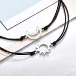 El Regalo 2Pcs Bff Best Friends Sun Moon Pinky Promise Friendship Bracelet/Couple Bracelets, Bff Long Distance Matching Bracelets For Besties For Girls (Silver)