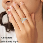 El Regalo Spinner Sunflower Zirconia Hug Ring- Adjustable 360 degrees Rotating Hugging Hands Ring for Girls/Women (You Are My Sunshine)