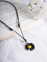 El Regalo Cute Daisy Flower Adjustable Black Cord Necklace for Girls & Women - Simple Yet Classy, Timeless Design Fashion Accessory
