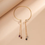 El Regalo Uniquely Handcrafted Gold Plated Arm Cuff Jewelry for Women/Girls - Armband Stone Pendant Bracelet Healing Stone Upper Armband Tassel Arm Bands Jewelry (Purple Stones)