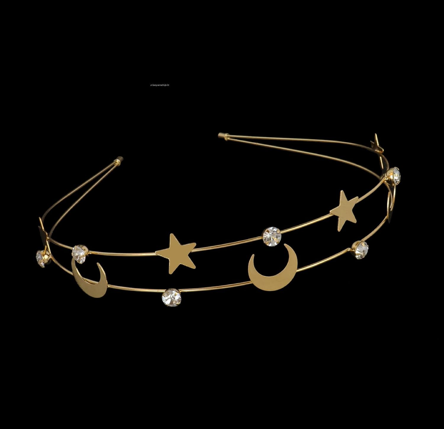 El Regalo Double Layer Retro Star Moon Pearl Rhinestone Hairband/Headband for Kids/Girls & Women - Wedding Fashion Hair Accessories