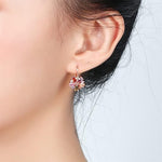 El Regalo Elegant Sparkling Colorful Cubic Zirconia Flower Earrings For Teen Girls/Women- AAA Swiss Cubic Zirconia Flower Multicolour Earrings