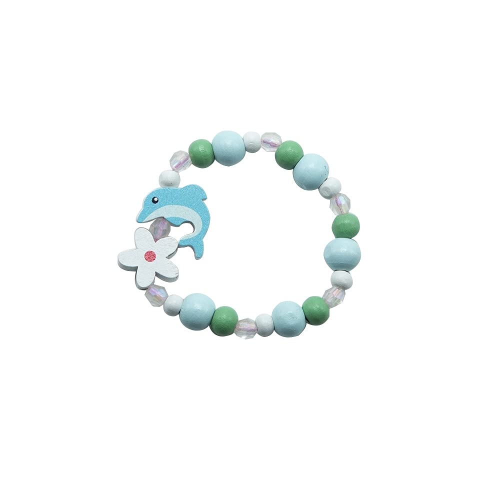 El Regalo Kids/Toddlers/Girls Wooden Beads Handmade Necklace & Bracelet Jewelry Sets (1 Necklace & 1 Bracelet): Kids Princess Jewelry Set (Dolphin Kids Jewelry Set)