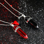 El Regalo Unisex 2Pcs/Set Crystal BFF Best Friend Magnetic Couple Matching Split Heart Pendant Necklaces for Besties/Couples - Valentines Day Gift (Red & Black)