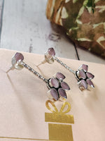 El Regalo Lavender Stones Statement Earrings - Oxidized Silver Finish Vintage Earrings for Girls & Women