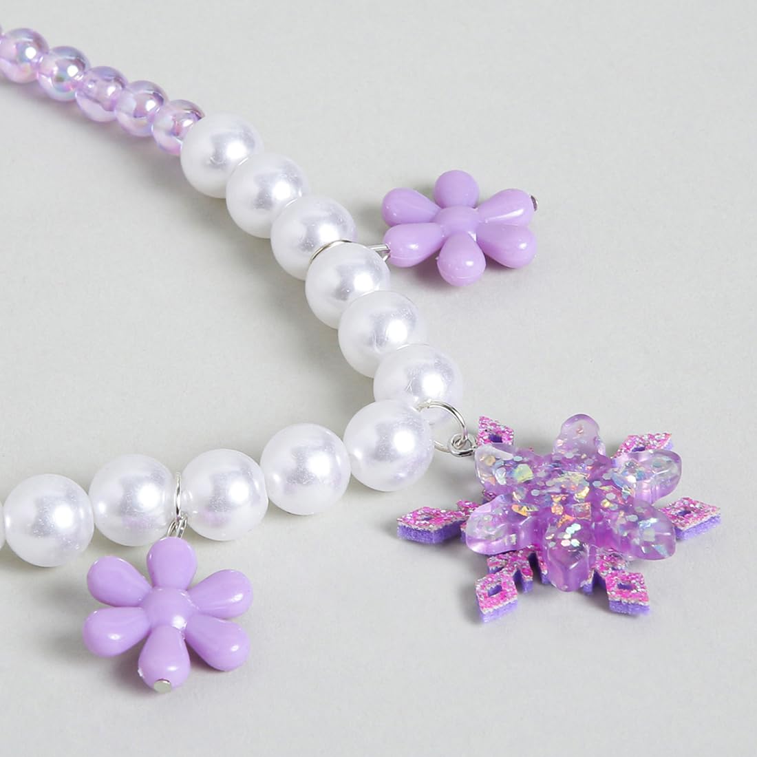 El Regalo Girls Kids Shimmering Beads Bow Shell Princess Necklace & Bracelet Sets- Acrylic Bow Star Beads Princess Necklace Bracelet Jewelry Set for Girls Kids (Option-4)