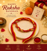 El Regalo Traditional Moli Rakhi for Brother | Long Braided Kalava Raksha Sutra Thread | Red Yellow Sacred Mauli Dhaga | Handmade Minimalist Rakhi for Men & Boys | Raksha Bandhan