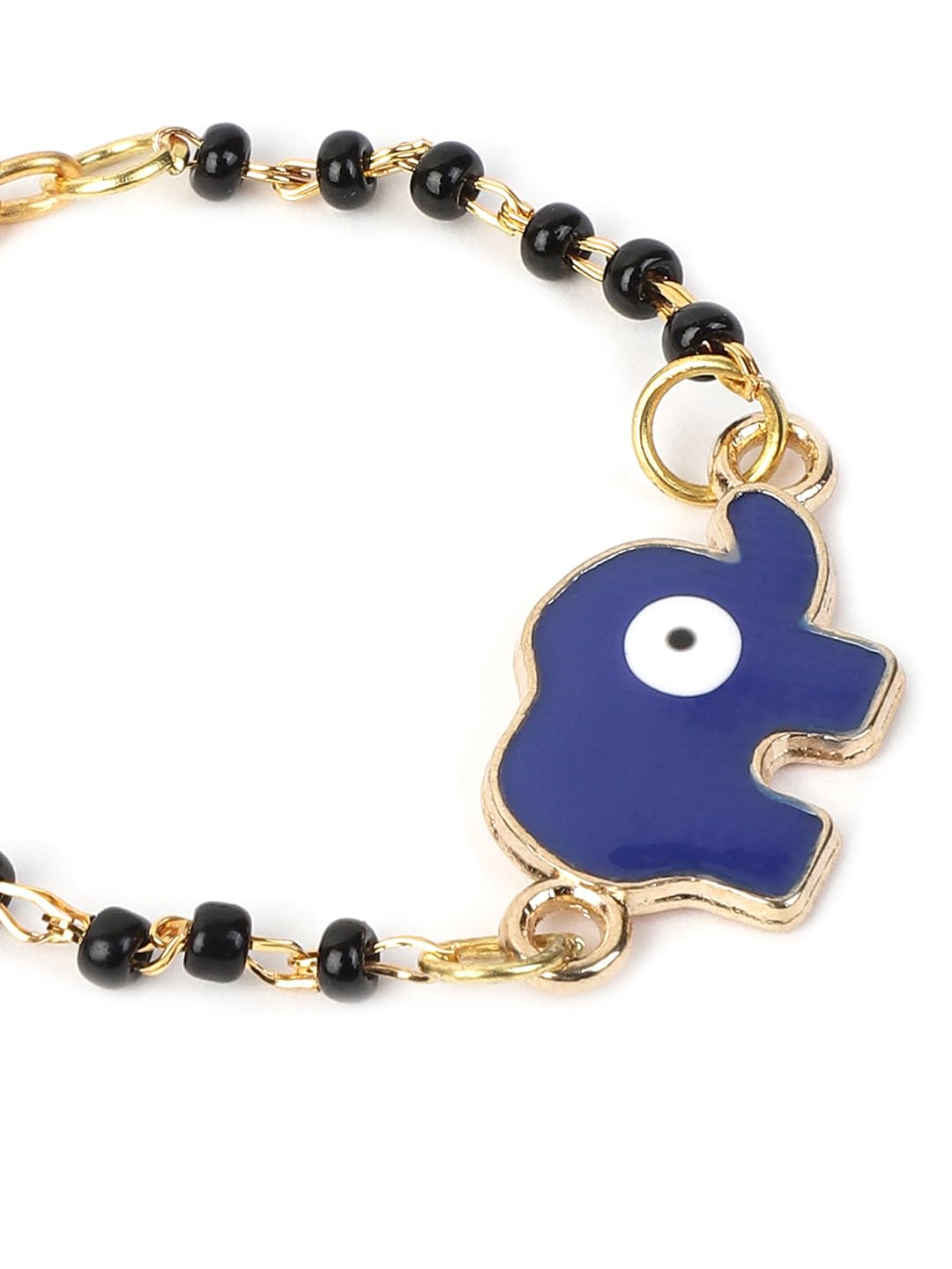 El Regalo Cute Evil Eye Nazaria Bracelet Rakhi for Babies/Kids with Roli Chawal, Rakhi Message card in Rakhi Gift Box- Baby Nazaria Rakhi (Blue Elephant Nazaria Rakhi)