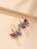 El Regalo Exquisite Luxurious Big Butterfly Hoop Earrings for Girls/Women- Beautiful Butterfly Hoops (Multi Blue)