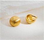 El Regalo Gold Ball Clip-On Earrings for Women & Girls - Brushed Finish Button Style | Classic Non-Pierced Ear Jewelry | Timeless Look