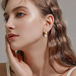 El Regalo Two-Tone Front-Back Metal Drop Earrings - Vintage Retro-Style Stud Earrings for Girls/Women