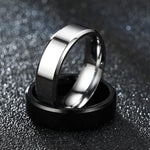El Regalo Solid Stainless Steel 6mm Plain Classic Band Ring Comfort-Fit for Men Women- Anti Tarnish/Waterproof Plain Dome Stacking Simple Rings Bands Thumb Finger Ring (Silver Flat, 17)
