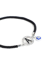 El Regalo Name Initials Evil Eye Bracelet Rakhi for Brother- Name Letter CZ Rakhi with Roli Chawal, Message Card in Rakshabandhan Box for Bhai (Black- A)