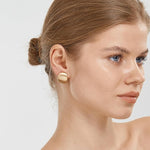 El Regalo 2 Pairs Matte Gold Sliver Non Piercing Clip on Earrings for Women- Geometric Square Casual Fashion Not Pierced Earrings