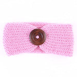 El Regalo Baby Woolen Knitting Infant Button Headbands Turban Head Wrap Knotted Hair Band for Girls & Boys (Pink)