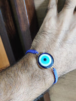El Regalo Evil Eye Bracelet - Big Evil Eye Handmade Glass Lamp work Unisex Adjustable for Men & Women (Blue)