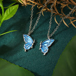 El Regalo 2 PCs Best Friend Butterfly Necklaces for Girls- Matching Butterfly Pendant Necklace Set BFF Friendship Necklace, Dainty Jewelry Gifts for Women Teen Girls (Blue BF Butterfly)
